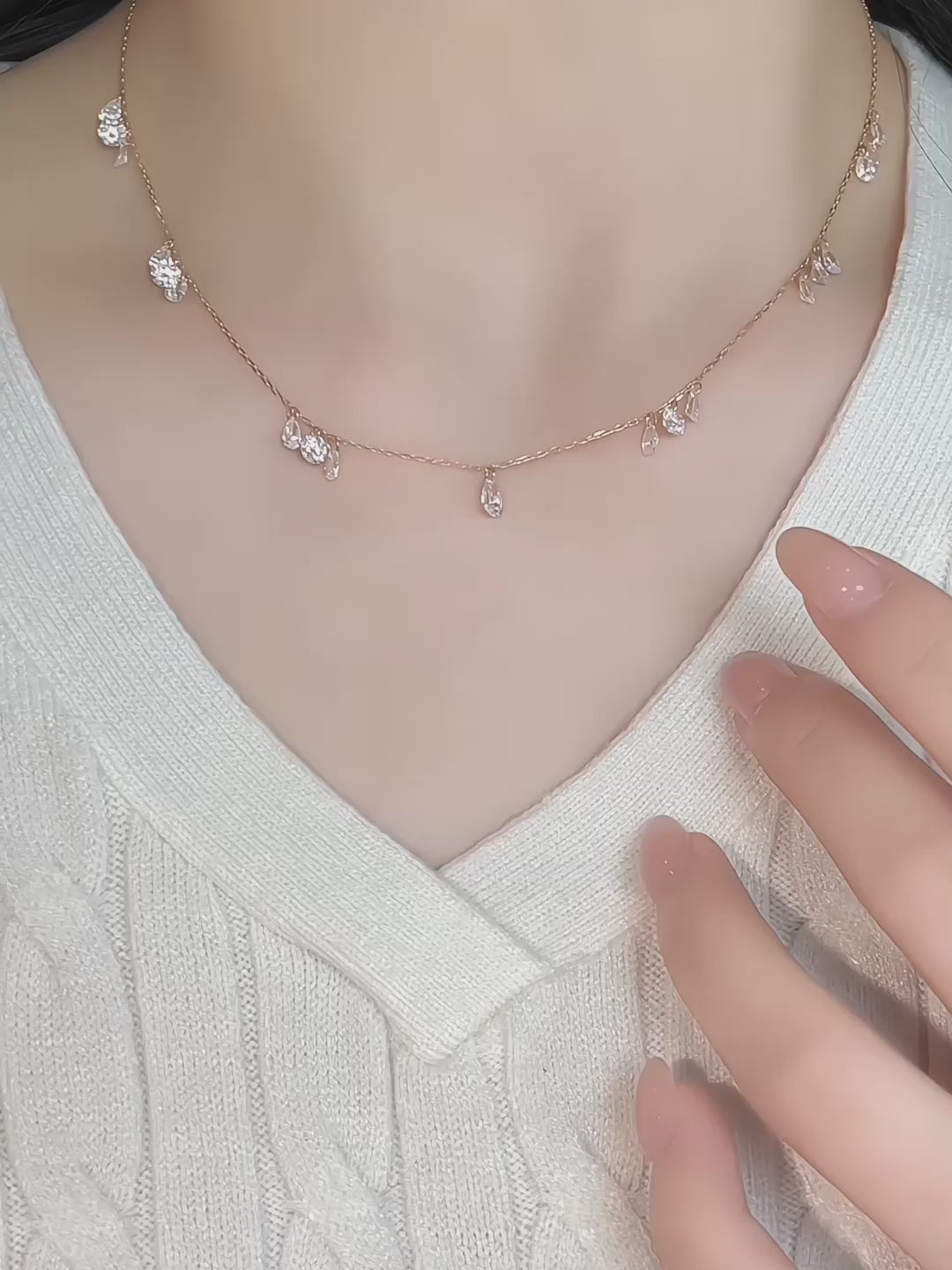 0.38 ct Adjustable Round-Cut Lab-Grown Diamond Necklace in 18K Yellow Gold – APYN0152-Y video