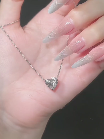 2.12 ct Adjustable Heart-Cut Lab-Grown Diamond Necklace in PT950 Platinum – APYN0057-PT video