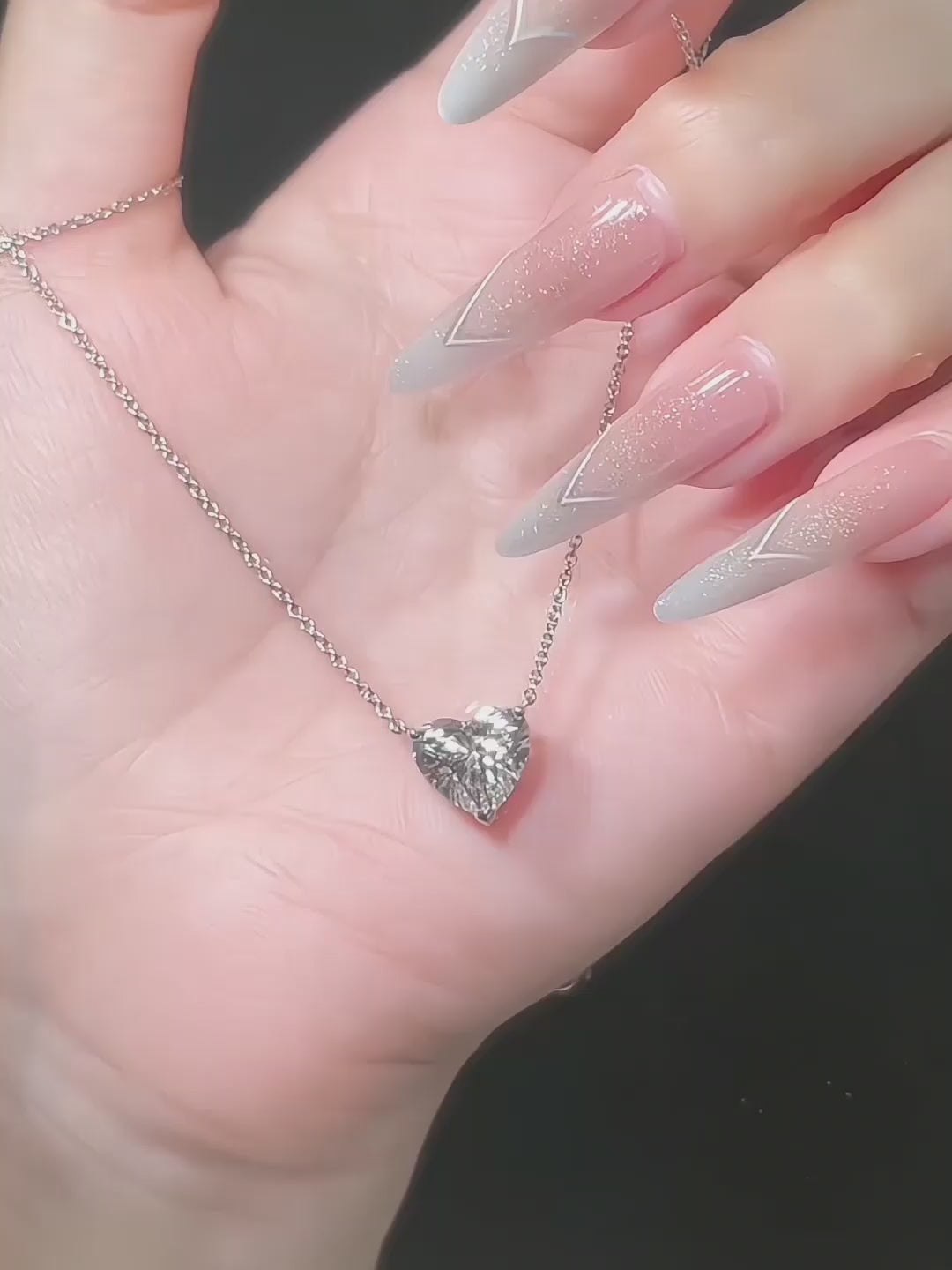 2.12 ct Adjustable Heart-Cut Lab-Grown Diamond Necklace in PT950 Platinum – APYN0057-PT video