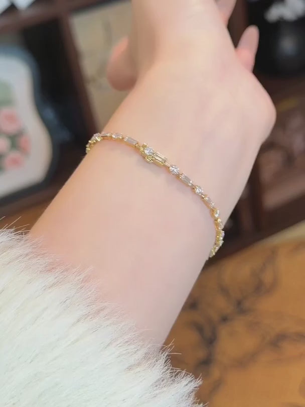 3.12 ctw Celestial Pavé Mixed-Cut Lab-Grown Diamond Tennis Bracelet in 18K Yellow Gold
