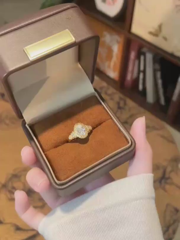 1.08 ct Vintage Oval-Cut Lab-Grown Diamond Ring in 18K Yellow Gold – APYFR0429-Y video