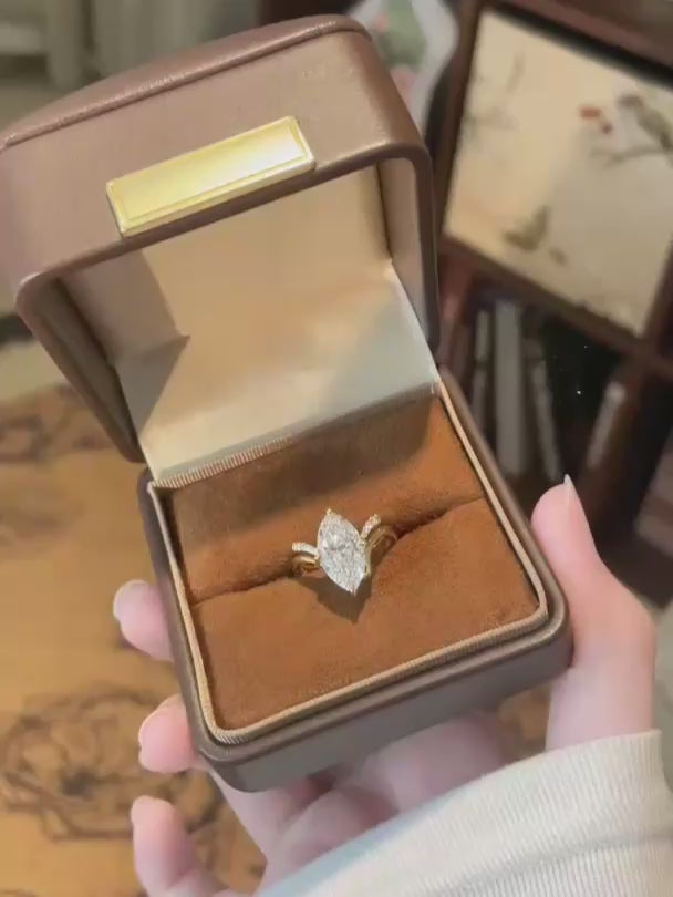3.01 ct Heart Marquise-Cut Lab-Grown Diamond Ring in 18K Yellow Gold video