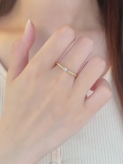 0.12 ct Minimalist Marquise-Cut Lab-Grown Diamond Ring in 18K Yellow Gold – APYCR0001A-Y video