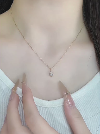 0.54 ct Minimalist Pear-Cut Lab-Grown Diamond Necklace in 18K Yellow Gold video