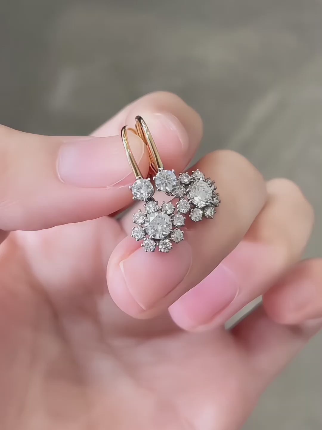 0.6 ctw Floral Round-Cut Lab-Grown Diamond Earrings in 18K Two-Tone Gold