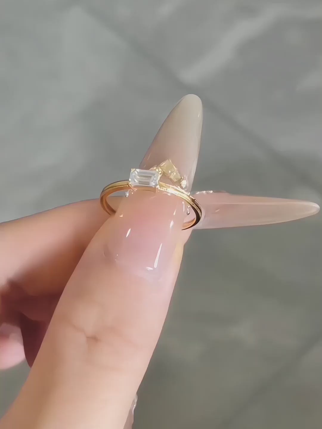 0.32 ct Minimalist Emerald-Cut Lab-Grown Diamond Ring in 18K Yellow Gold – APYFR0183-Y video