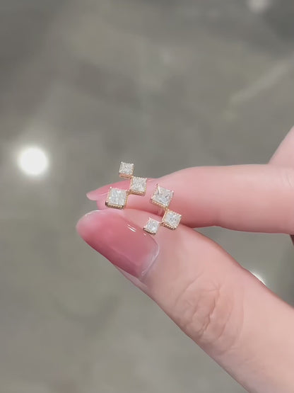 0.37 ctw Geometric Princess-Cut Lab-Grown Diamond Earrings in 18K Yellow Gold
