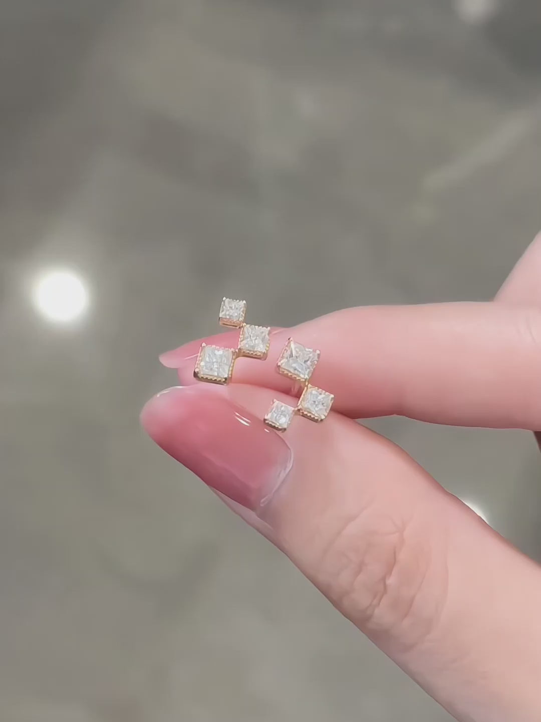 0.37 ctw Geometric Princess-Cut Lab-Grown Diamond Earrings in 18K Yellow Gold
