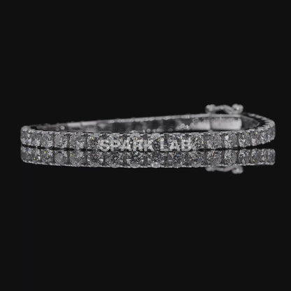 Thick Sterling Silver Tennis Bracelet（18K White Gold Plated）