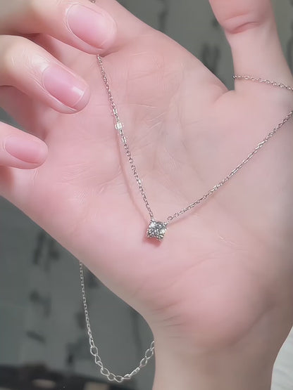 0.55 ct Minimalist Four-Prong Princess-Cut Lab-Grown Diamond Necklace in 925 Sterling Silver video