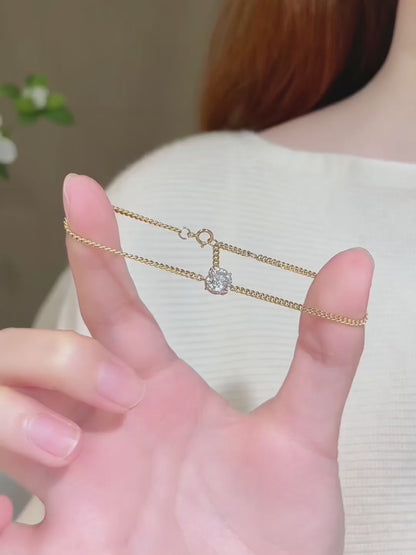 1.01 ctw Minimalist Four-Prong Round-Cut Lab-Grown Diamond Bracelet in 18K Yellow Gold
