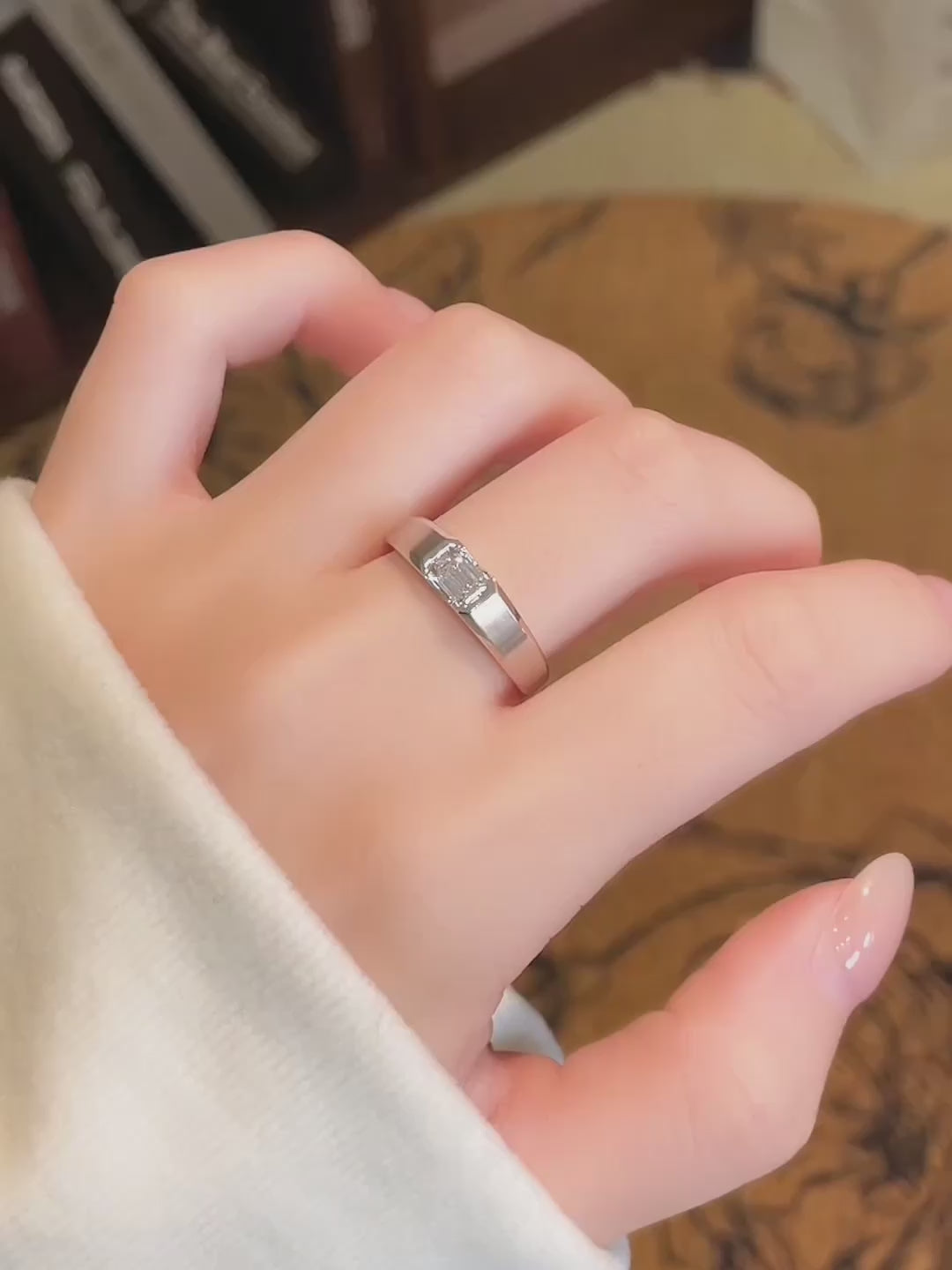 0.53 ct Minimalist Emerald-Cut Lab-Grown Diamond Ring in 18K White Gold – APYMR0001-W video