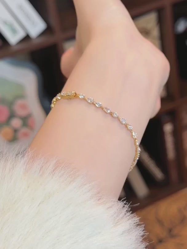 3.76 ctw Minimalist Mixed-Cut Lab-Grown Diamond Tennis Bracelet in 18K Yellow Gold