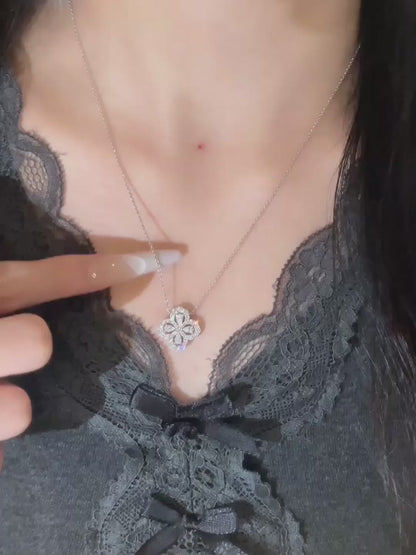 1.17 ctw Four-Leaf Clover Adjustable Mixed-Cut Lab-Grown Diamond Necklace in PT950 Platinum video