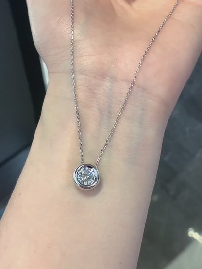 1 ct Round-Cut Lab-Grown Diamond Necklace in 18K White Gold – APYN0002-W video