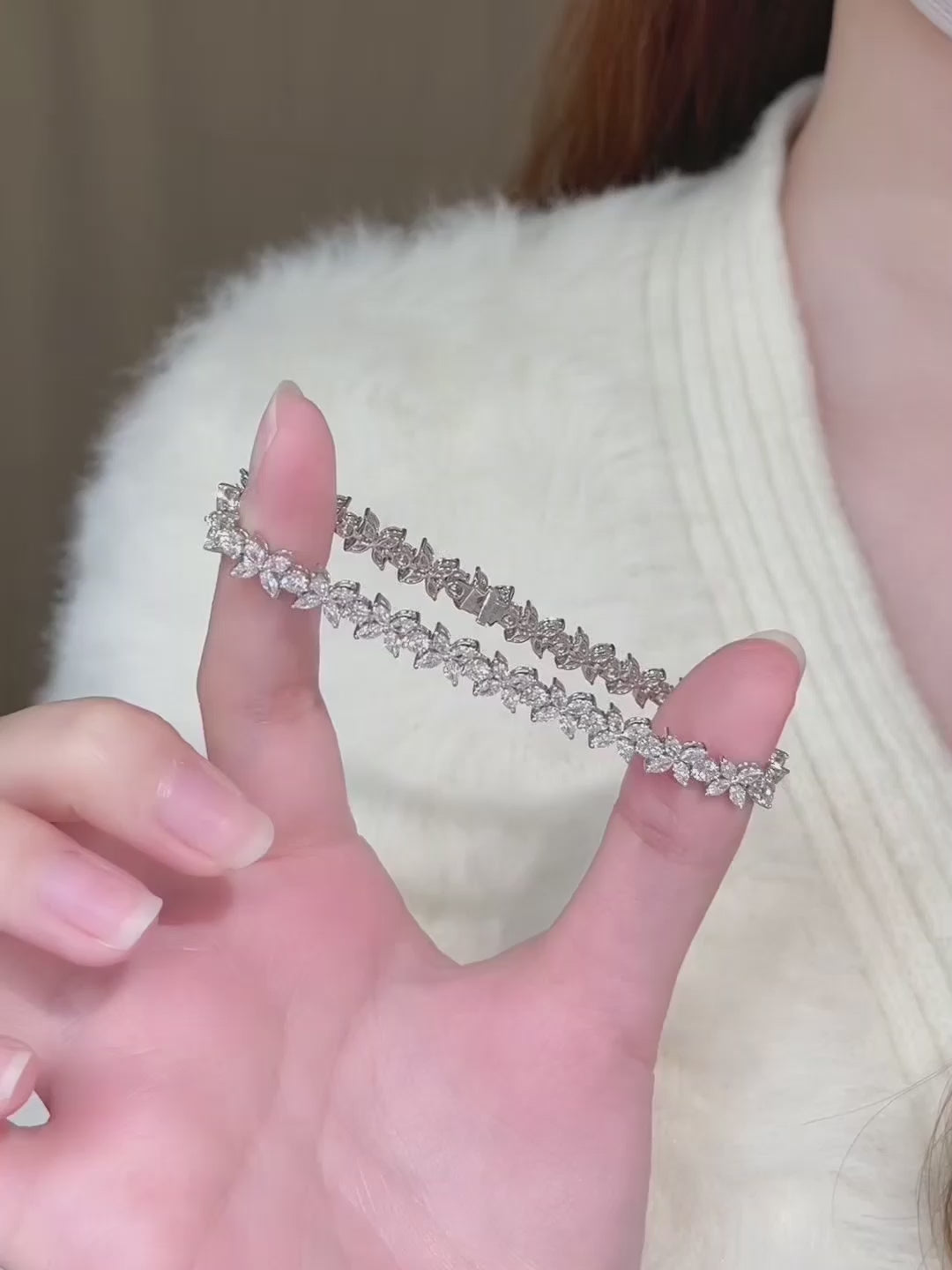 6.53 ctw Statement Mixed-Cut Lab-Grown Diamond Bracelet in 18K White Gold