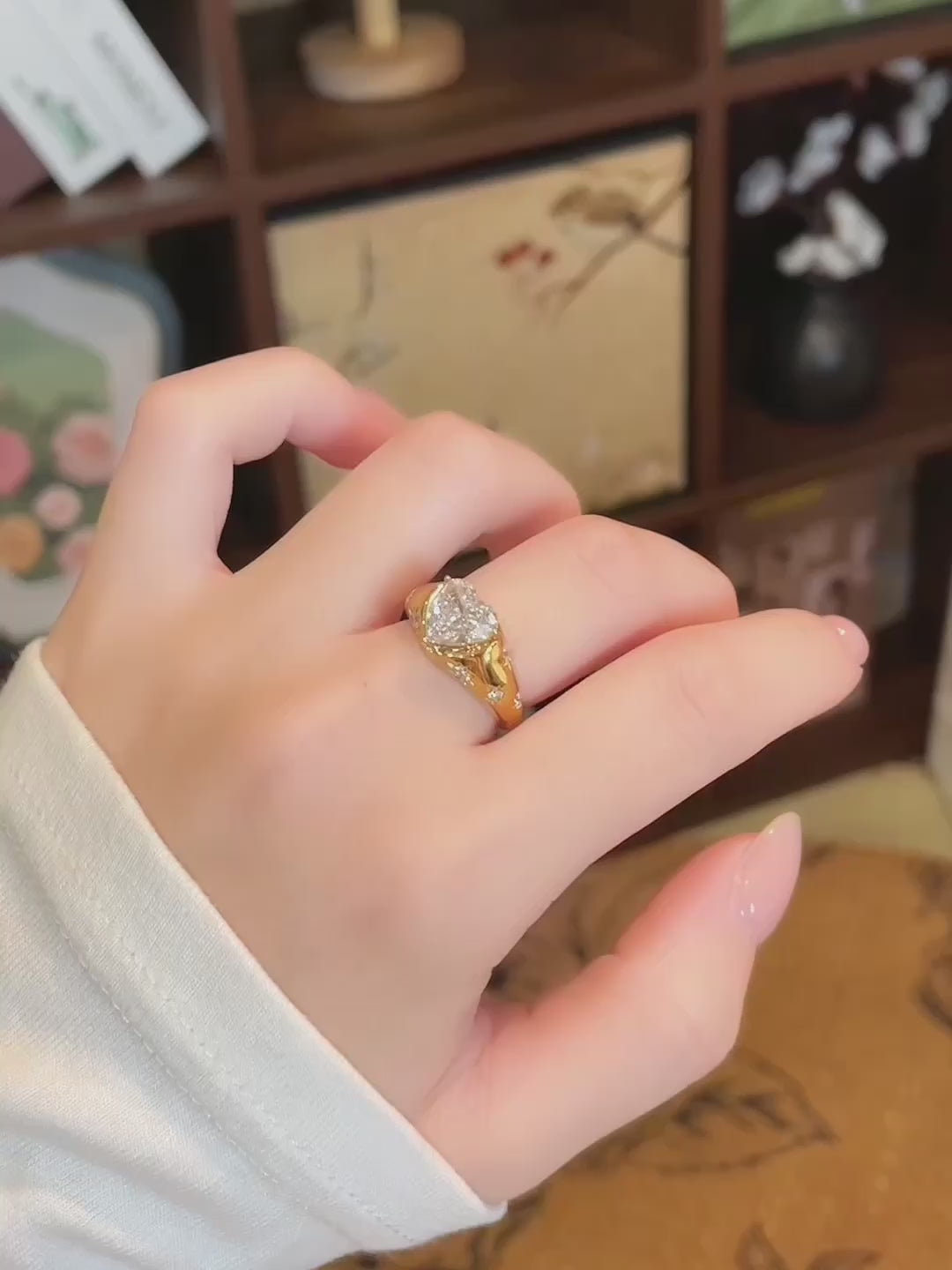 2.19 ct Celestial Heart-Cut Lab-Grown Diamond Ring in 18K Yellow Gold video