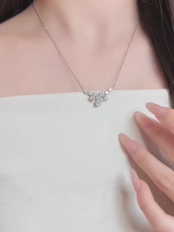 2.61 ctw Floral Adjustable Mixed-Cut Lab-Grown Diamond Necklace in 18K White Gold video