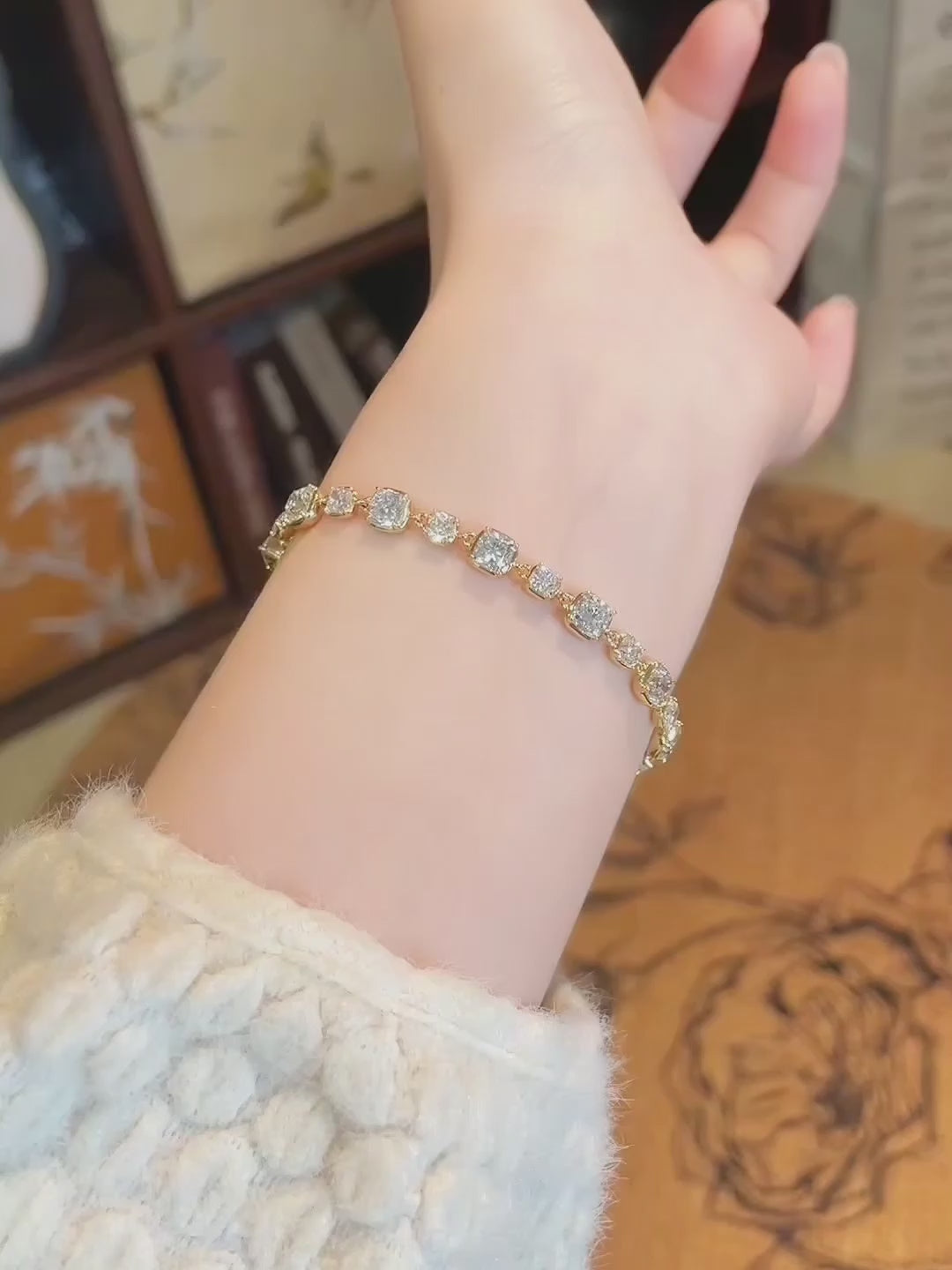8.46 ctw Statement Mixed-Cut Lab-Grown Diamond Bracelet in 18K Yellow Gold