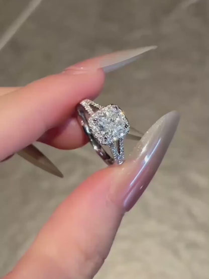 1.09 ct Four-Prong Cushion-Cut Lab-Grown Diamond Ring in 18K White Gold video