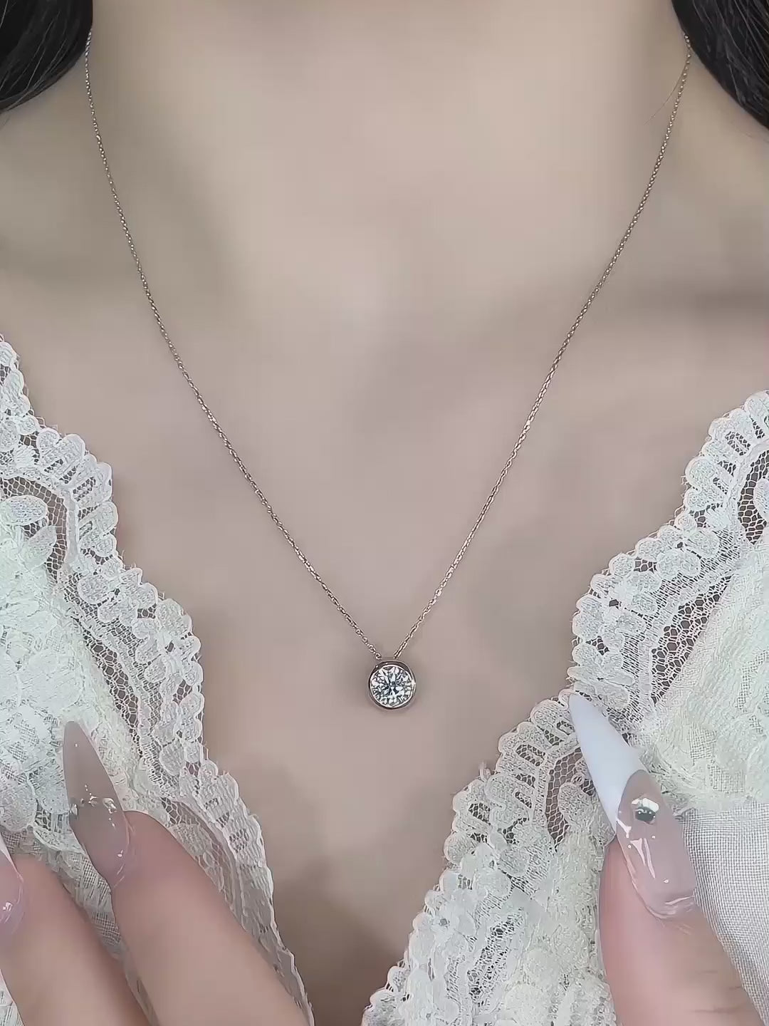 0.31 ct Minimalist Adjustable Round-Cut Lab-Grown Diamond Necklace in PT950 Platinum – APYN0041-PT video
