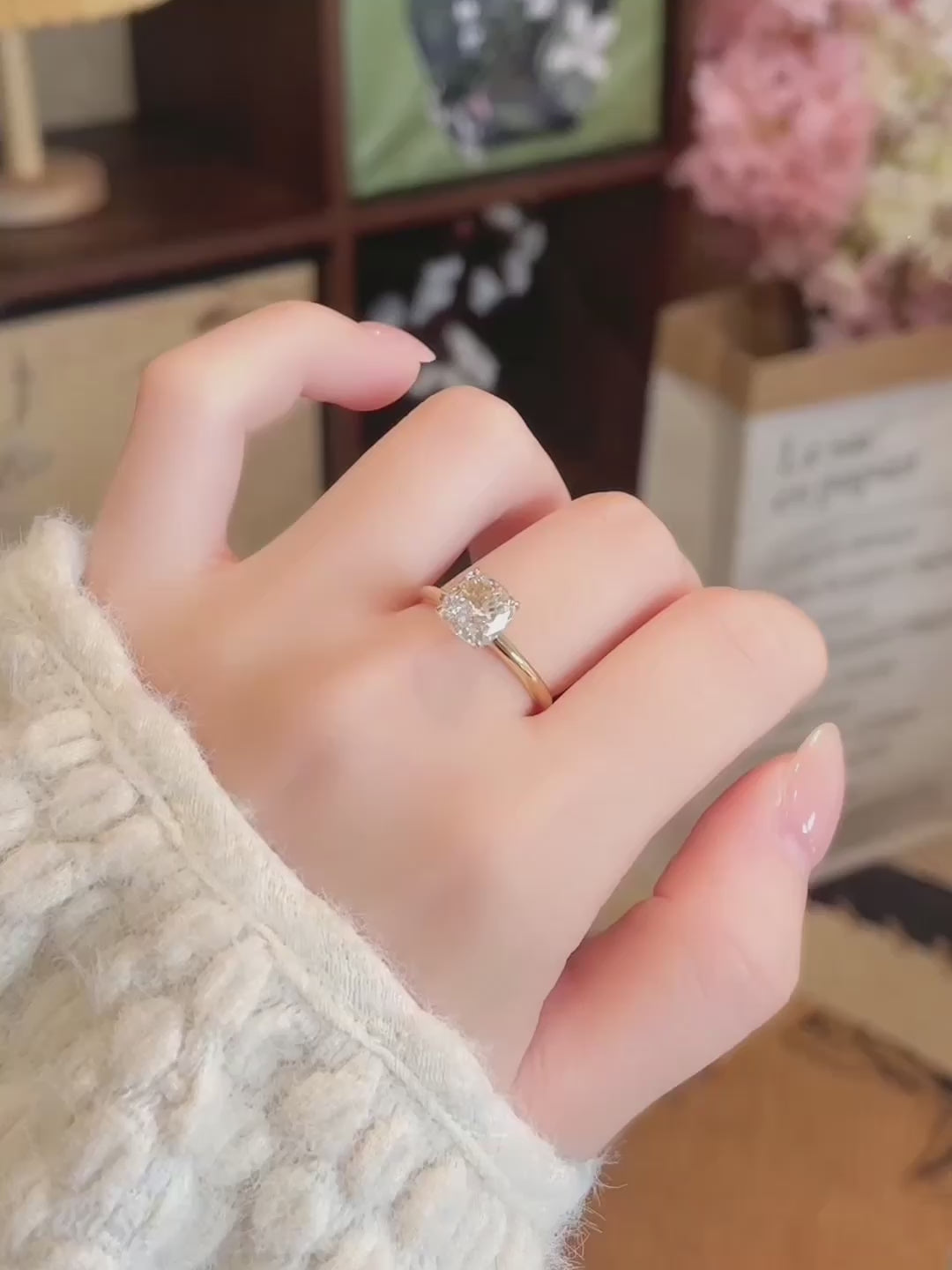2.06 ct Cushion-Cut Lab-Grown Diamond Ring in 18K Yellow Gold video