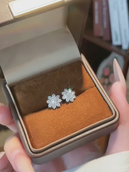 0.63 ctw Floral Round-Cut Lab-Grown Diamond Stud Earrings in 18K White Gold