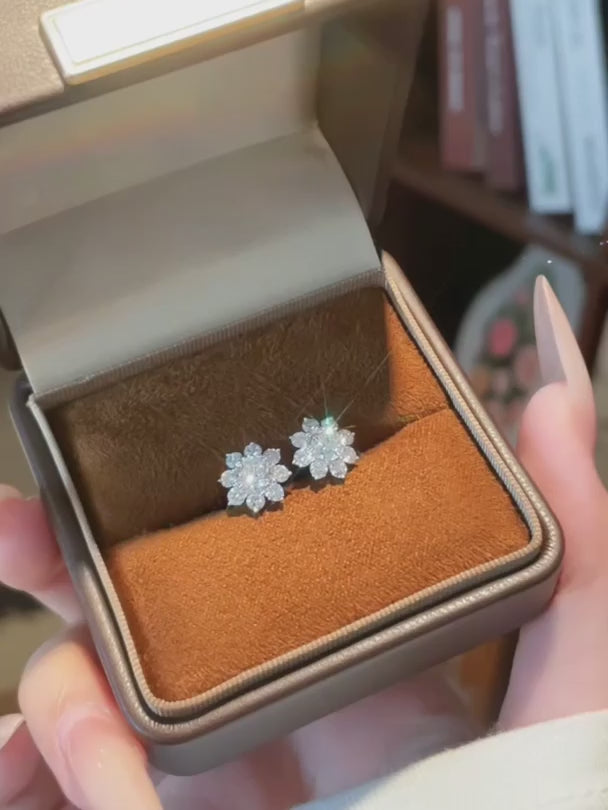 0.63 ctw Floral Round-Cut Lab-Grown Diamond Stud Earrings in 18K White Gold
