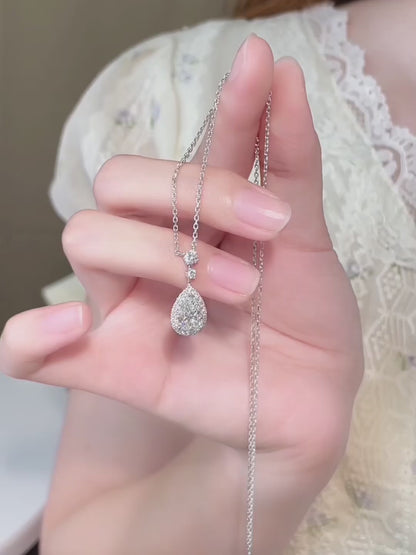 1.52 ct Celestial Adjustable Pear-Cut Lab-Grown Diamond Necklace in PT950 Platinum – APYN0145-PT video