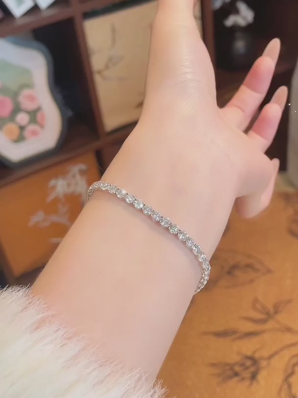 5.28 ctw Celestial Round-Cut Lab-Grown Diamond Tennis Bracelet in 18K White Gold