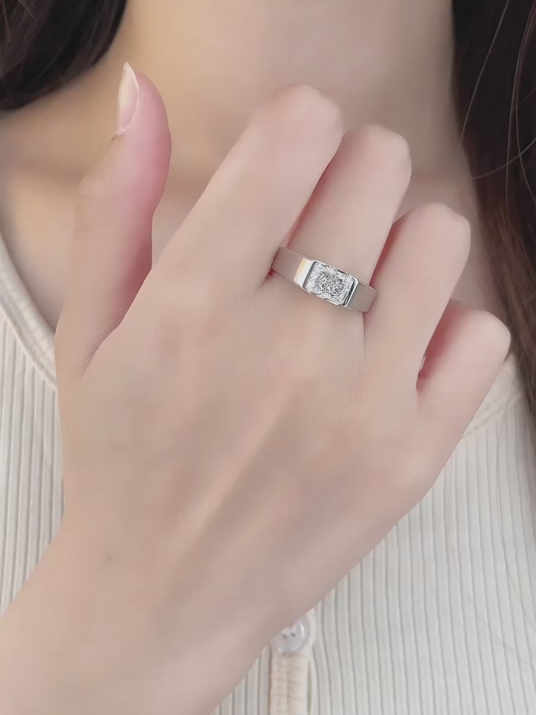 2.07 ct Minimalist Princess-Cut Lab-Grown Diamond Ring in 18K White Gold – APYMR0003-W video