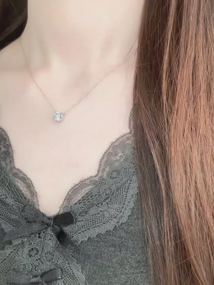 1.59 ct Minimalist Four-Prong Round-Cut Lab-Grown Diamond Necklace in 18K White Gold – APYN0105-W video