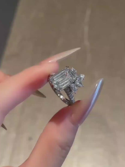 5.01 ct Four-Prong Emerald-Cut Lab-Grown Diamond Ring in PT950 Platinum – APYFR0118-PT video
