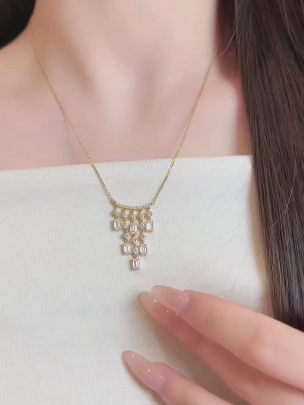2.8 ctw Celestial Adjustable Mixed-Cut Lab-Grown Diamond Necklace in 18K Yellow Gold – APYN0305-Y video