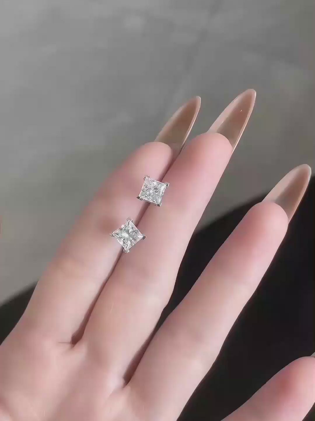 2.09 ctw Minimalist Princess-Cut Lab-Grown Diamond Earrings in 18K White Gold