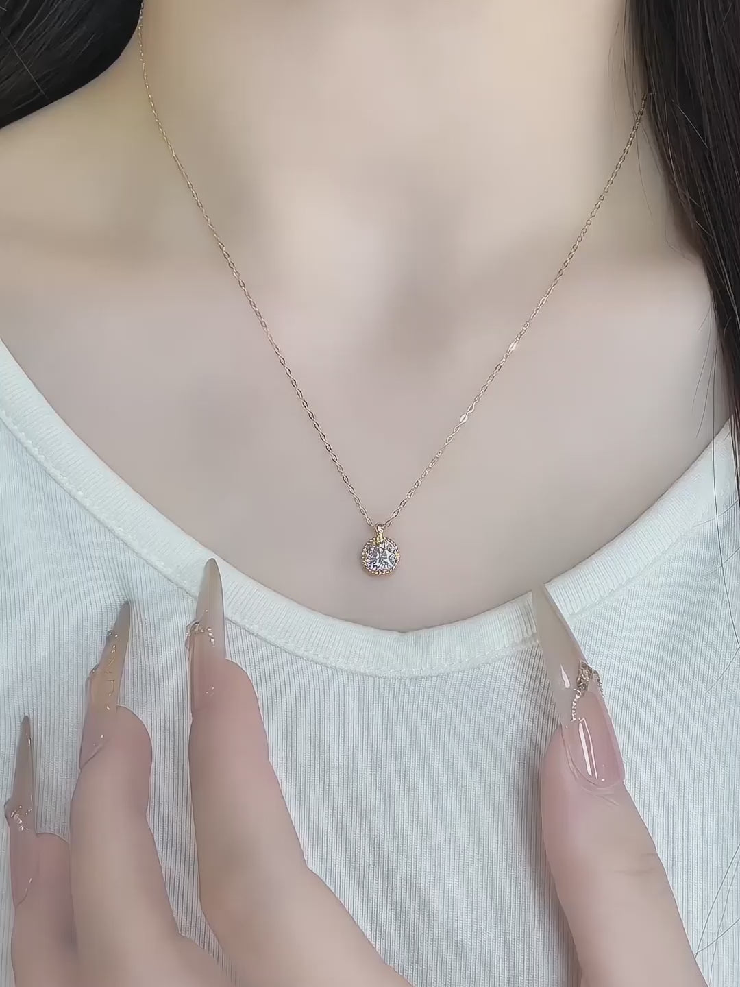 0.83 ct Celestial Round-Cut Lab-Grown Diamond Necklace in 18K Yellow Gold video
