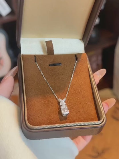 2.03 ct Butterfly Adjustable Emerald-Cut Lab-Grown Diamond Necklace in 18K White Gold video