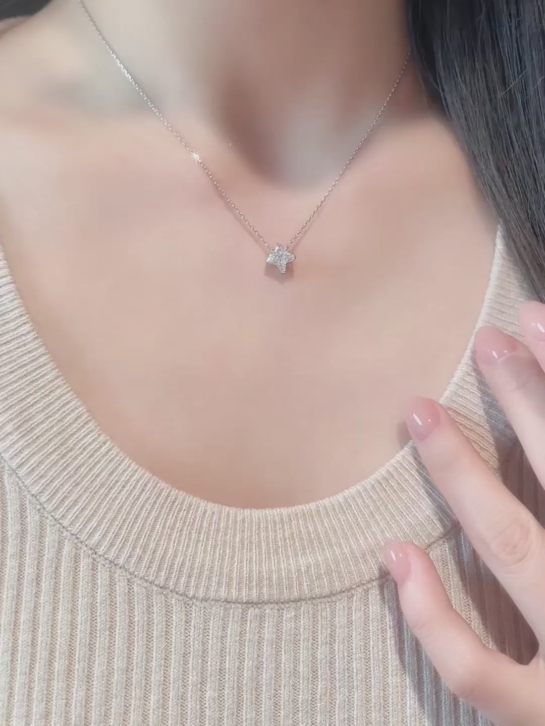 1.28 ct Celestial Pear-Cut Lab-Grown Diamond Necklace in 18K White Gold – APYN0137-W video