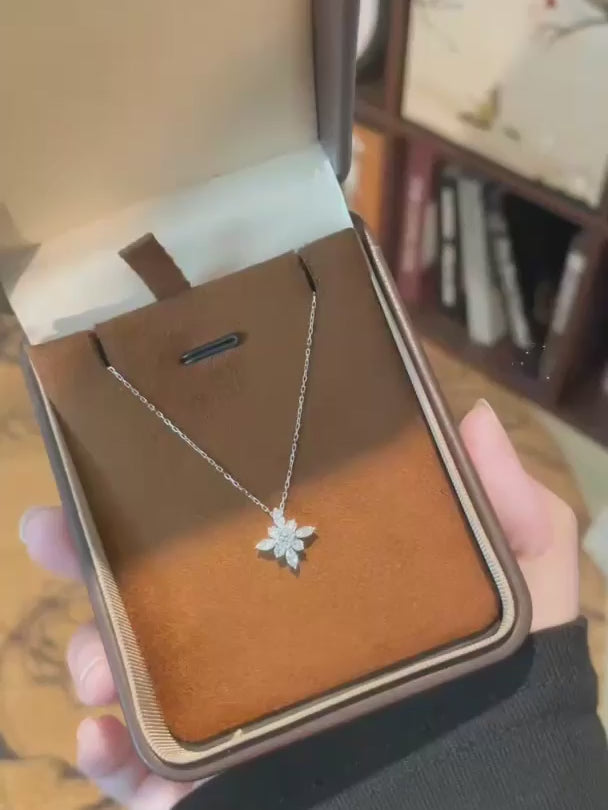 0.55 ctw Snowflake Pavé Round-Cut Lab-Grown Diamond Necklace in 18K White Gold video
