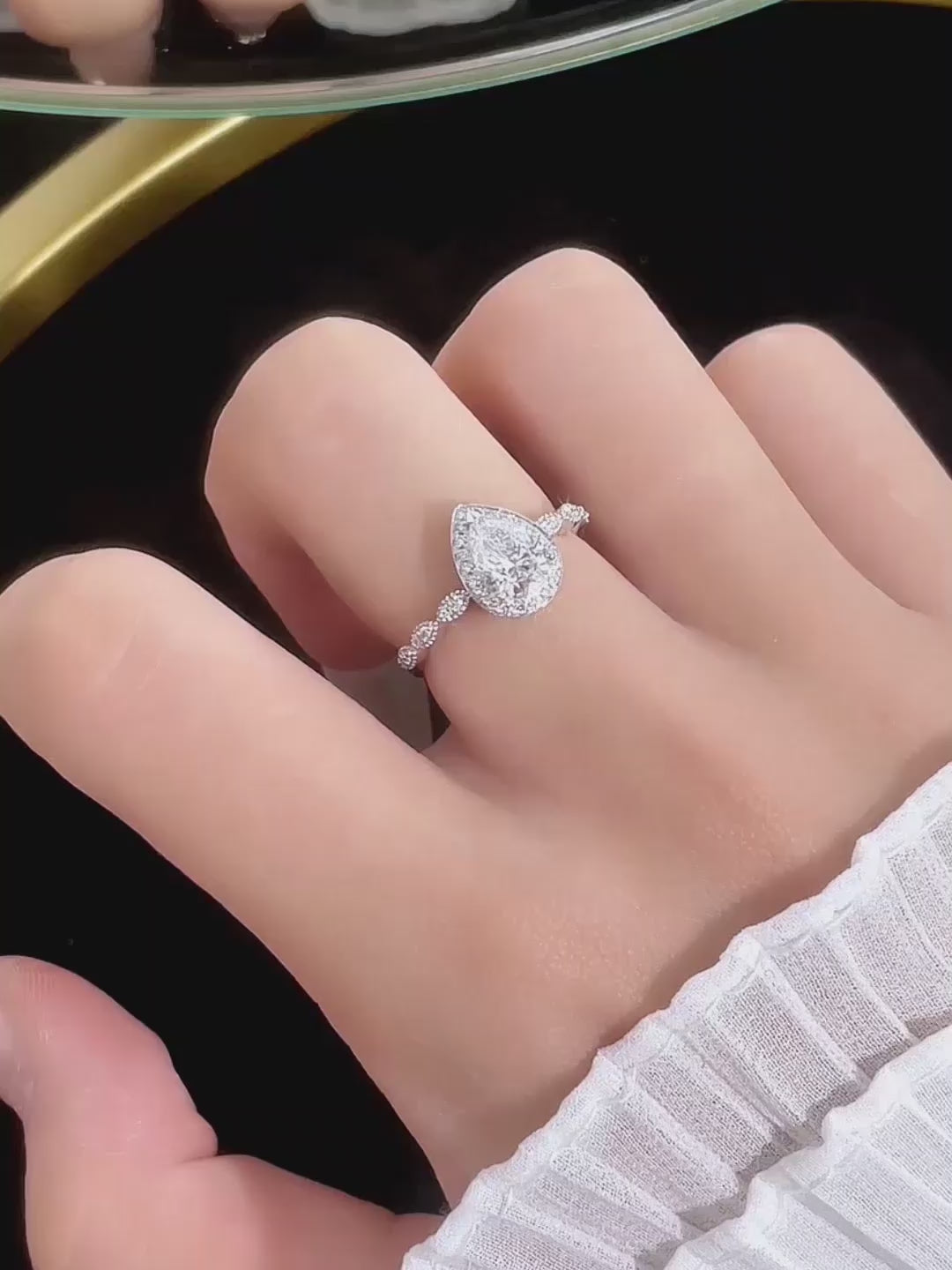 1.04 ct Three-Prong Pear-Cut Lab-Grown Diamond Ring in PT950 Platinum – APYFR0021-PT video