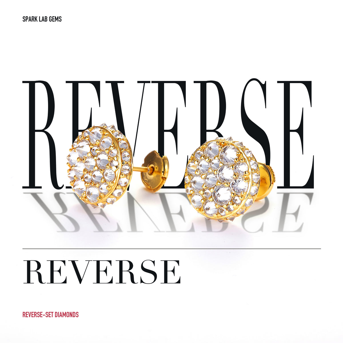 REIGNPOINT reverse-set lab-grown diamond stud earrings, yellow gold color