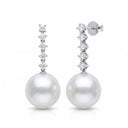 14K Gold Lab Grown Diamond & Freshwater Pearl Drop Earrings