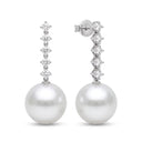 14K Gold Lab Grown Diamond & Freshwater Pearl Drop Earrings