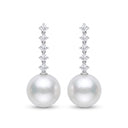 14K Gold Lab Grown Diamond & Freshwater Pearl Drop Earrings