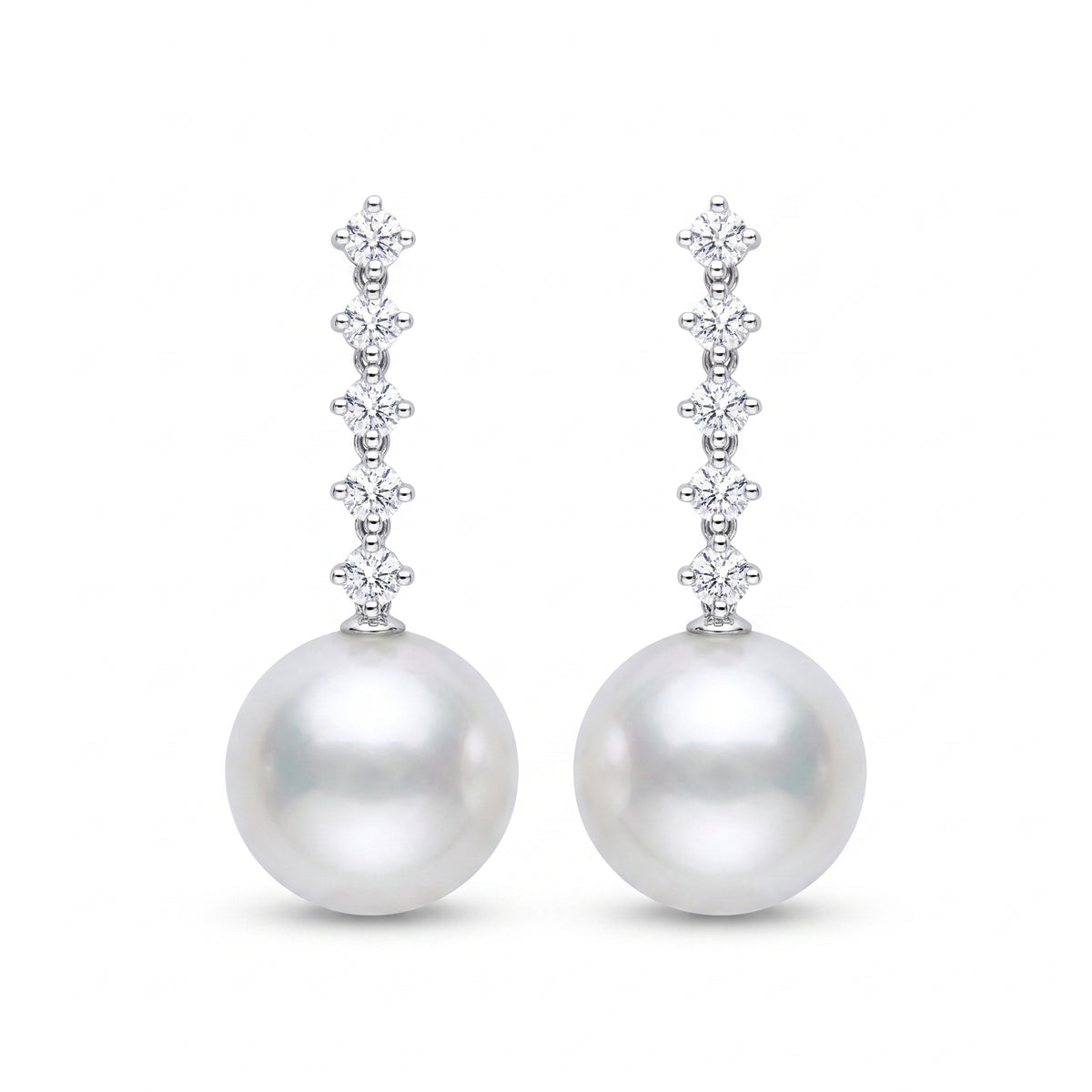14K Gold Lab Grown Diamond & Freshwater Pearl Drop Earrings