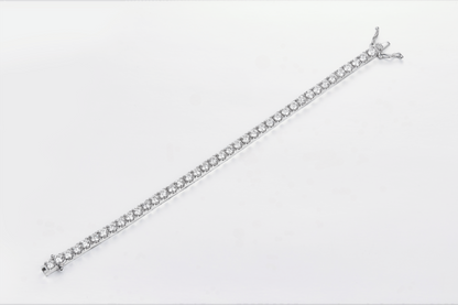 Thick Sterling Silver Tennis Bracelet（18K White Gold Plated）