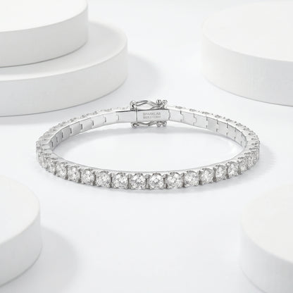 Thick Sterling Silver Tennis Bracelet（18K White Gold Plated）
