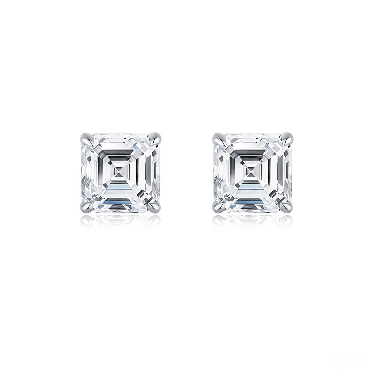 The Asscher Cut Stud Earrings - SparkLab Gems