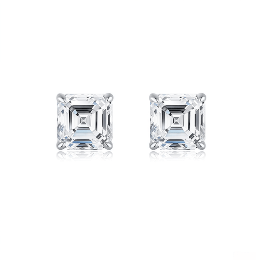 The Asscher Cut Stud Earrings - SparkLab Gems