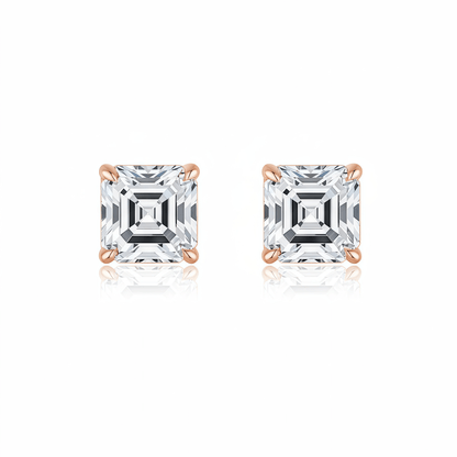 The Asscher Cut Stud Earrings - SparkLab Gems